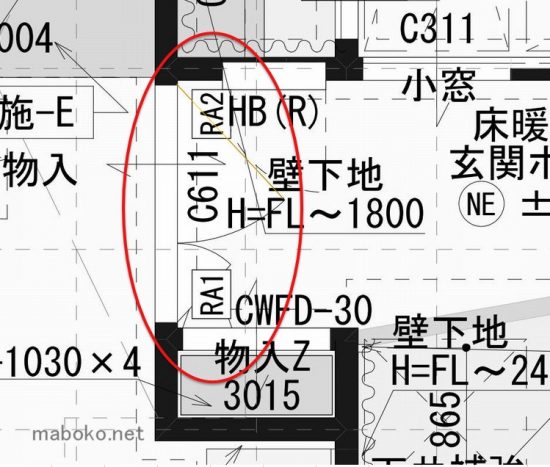 一条工務店　扉　図面表記