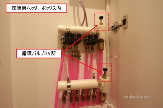 一条工務店　床暖房ヘッダーボックス　循環バルブ